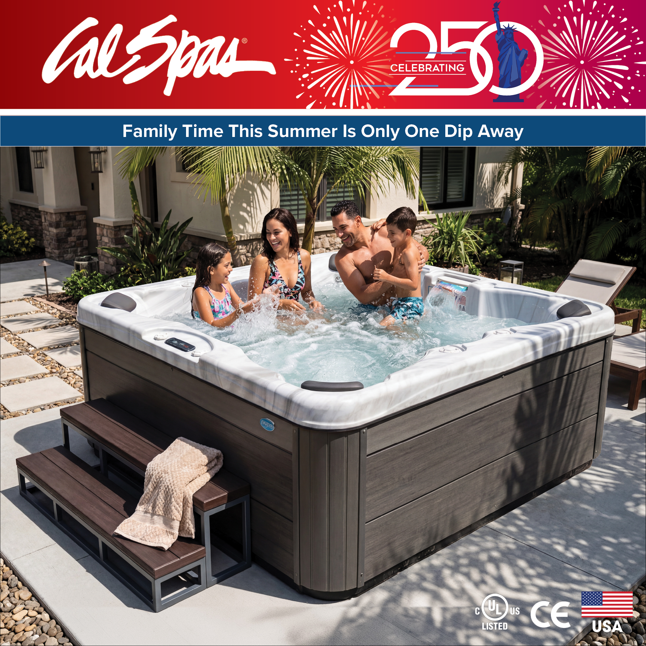 Calspas hot tub being used in a family setting - Silverdale
